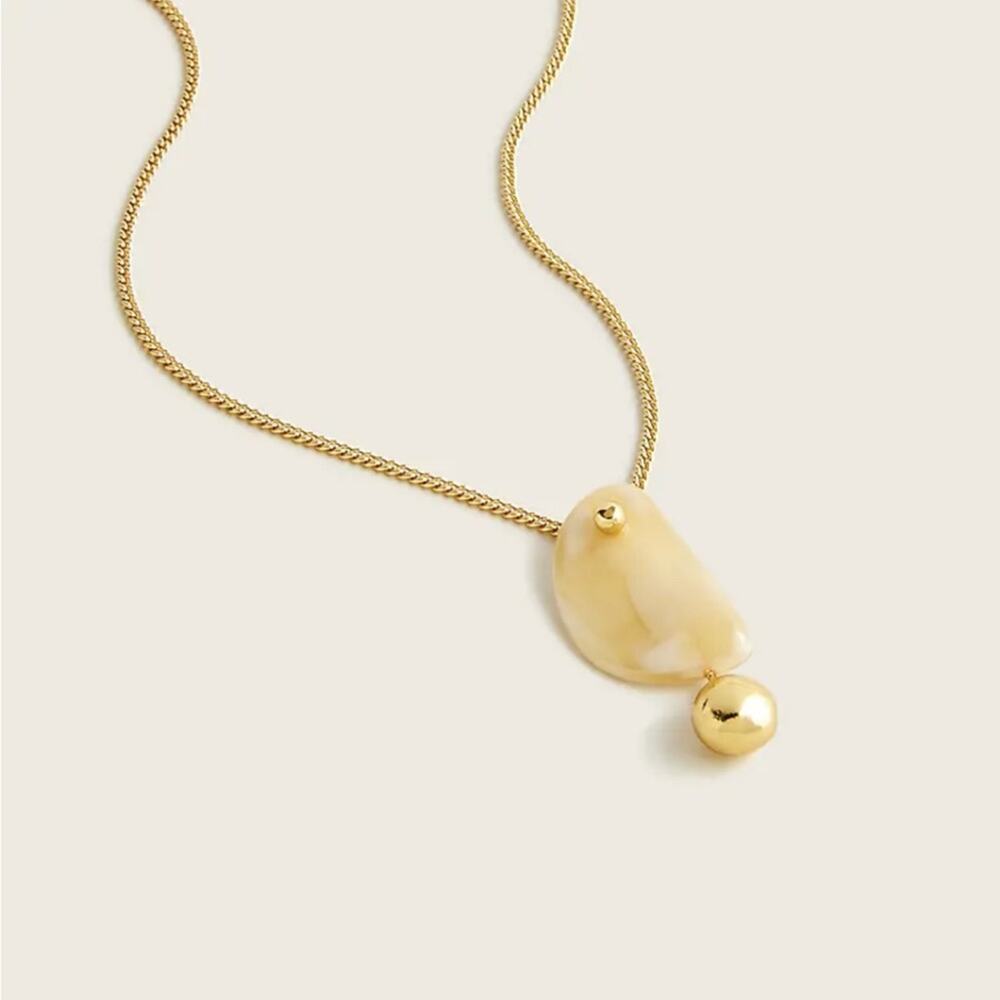 J Crew Lucite Gold tone Chain Necklace Long Pendant Casual Minimalist Preppy